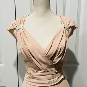 Prada Blush Pink Deep V Front Pleated Top Size 40